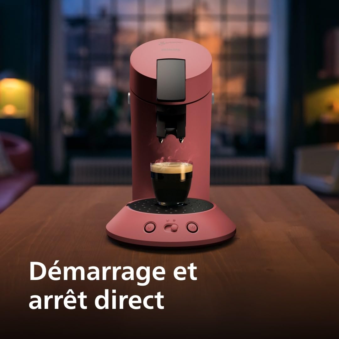 Machine à Café à Dosettes – Sélecteur d'Intensité, Technologie Coffee Boost, 2 Tasses, Rouge Tendre, CSA210/35