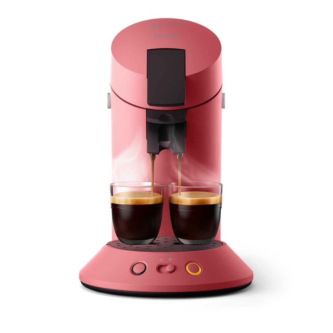Machine à Café à Dosettes – Sélecteur d'Intensité, Technologie Coffee Boost, 2 Tasses, Rouge Tendre, CSA210/35