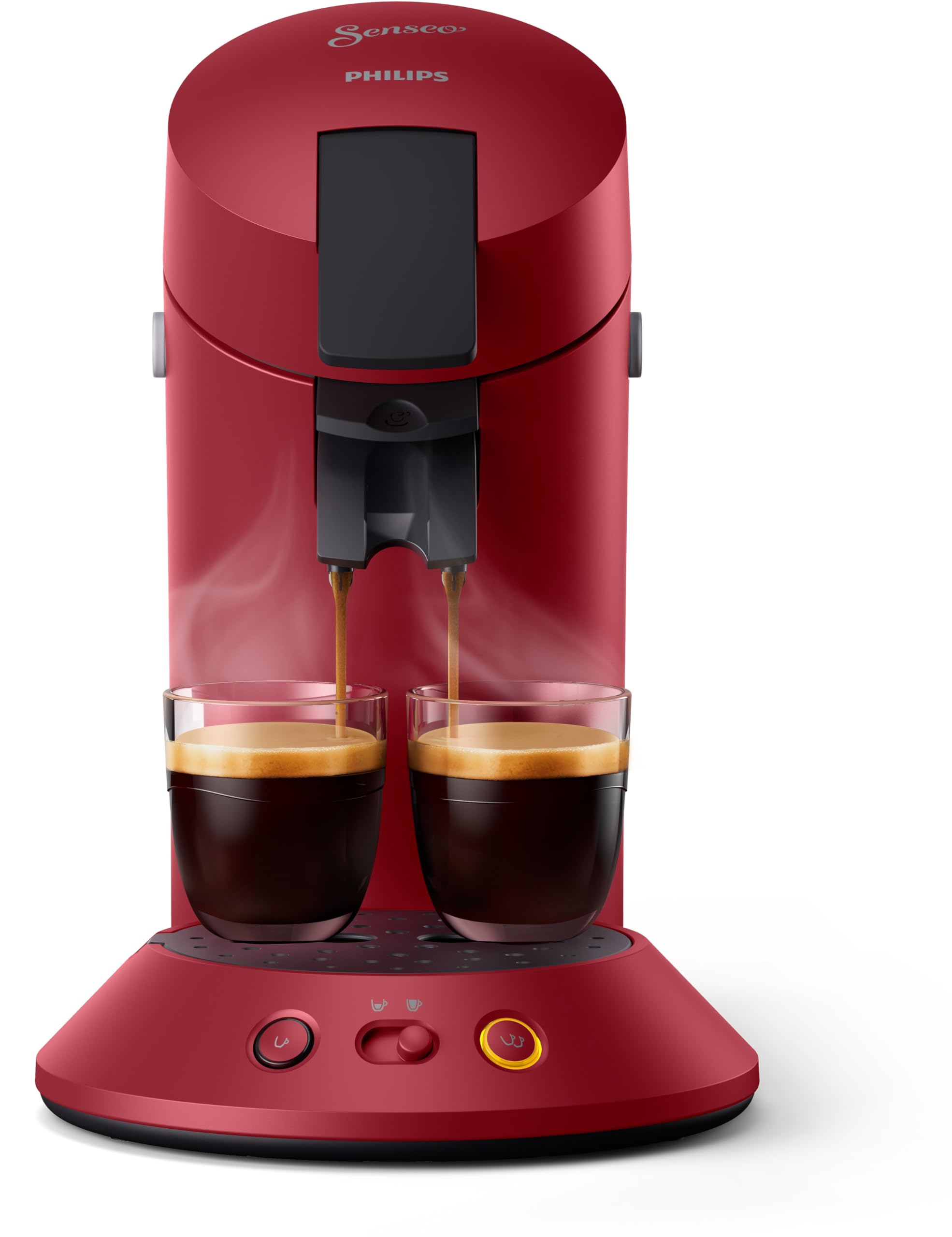 Machine à Café à Dosettes – 1 ou 2 Tasses, Booster d'Arômes, Crème Plus, Intensité Ajustable, Rouge, CSA210/91