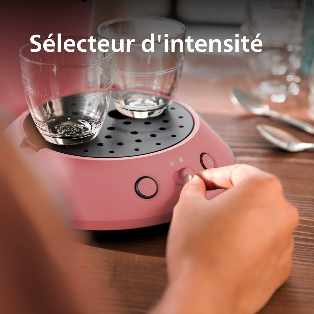 Machine à Café à Dosettes – Sélecteur d'Intensité, Technologie Coffee Boost, 2 Tasses, Rouge Tendre, CSA210/35