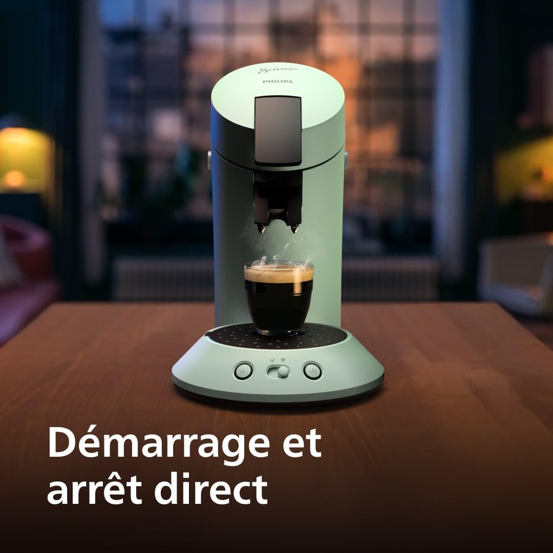 Machine à Café à Dosettes – Choix d'Intensité, Système Coffee Boost, Double Tasse, Vert Désert, CSA210/80