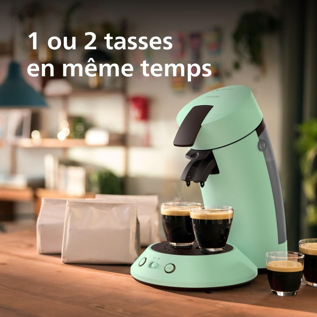 Machine à Café à Dosettes – Choix d'Intensité, Système Coffee Boost, Double Tasse, Vert Désert, CSA210/80