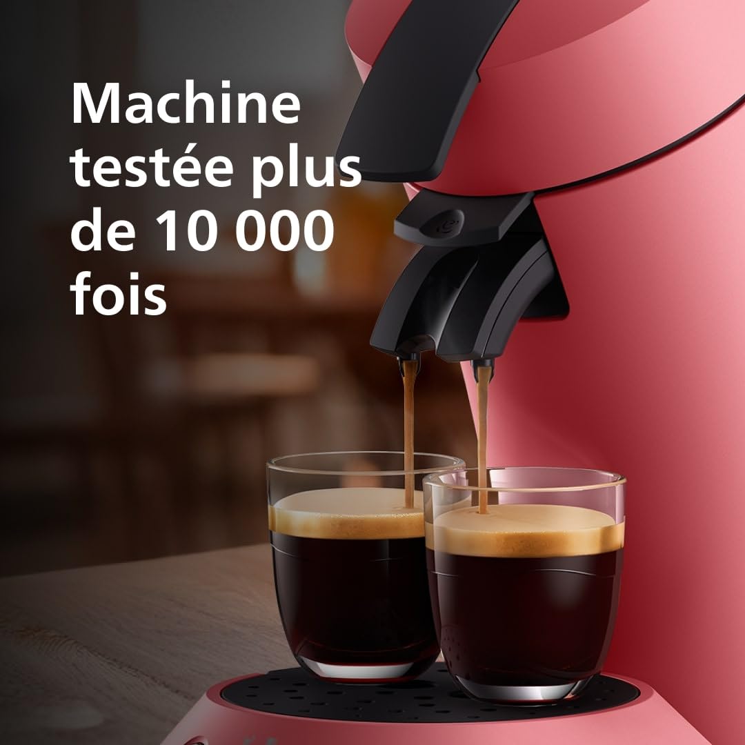 Machine à Café à Dosettes – Sélecteur d'Intensité, Technologie Coffee Boost, 2 Tasses, Rouge Tendre, CSA210/35