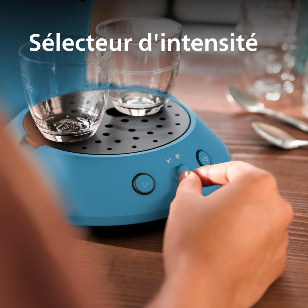 Machine à Café à Dosettes – Intensité Réglable, Coffee Boost, 2 Tasses Simultanées, Bleu Paon, CSA210/00