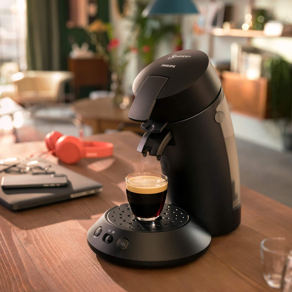 Cafetière à Dosette – Fonctions Crème Plus, Sélecteur d'Intensité, Technologie Booster d'Arômes, 1 ou 2 Tasses, Noir Intense, CSA210/61