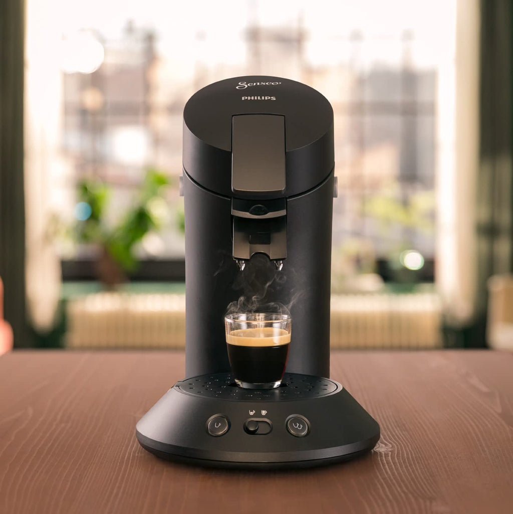 Machine à Café Dosettes – Sélection d'Intensité, Café Boost, Démarrage Instantané, Produit Écologique, Piano Noir, CSA210/22
