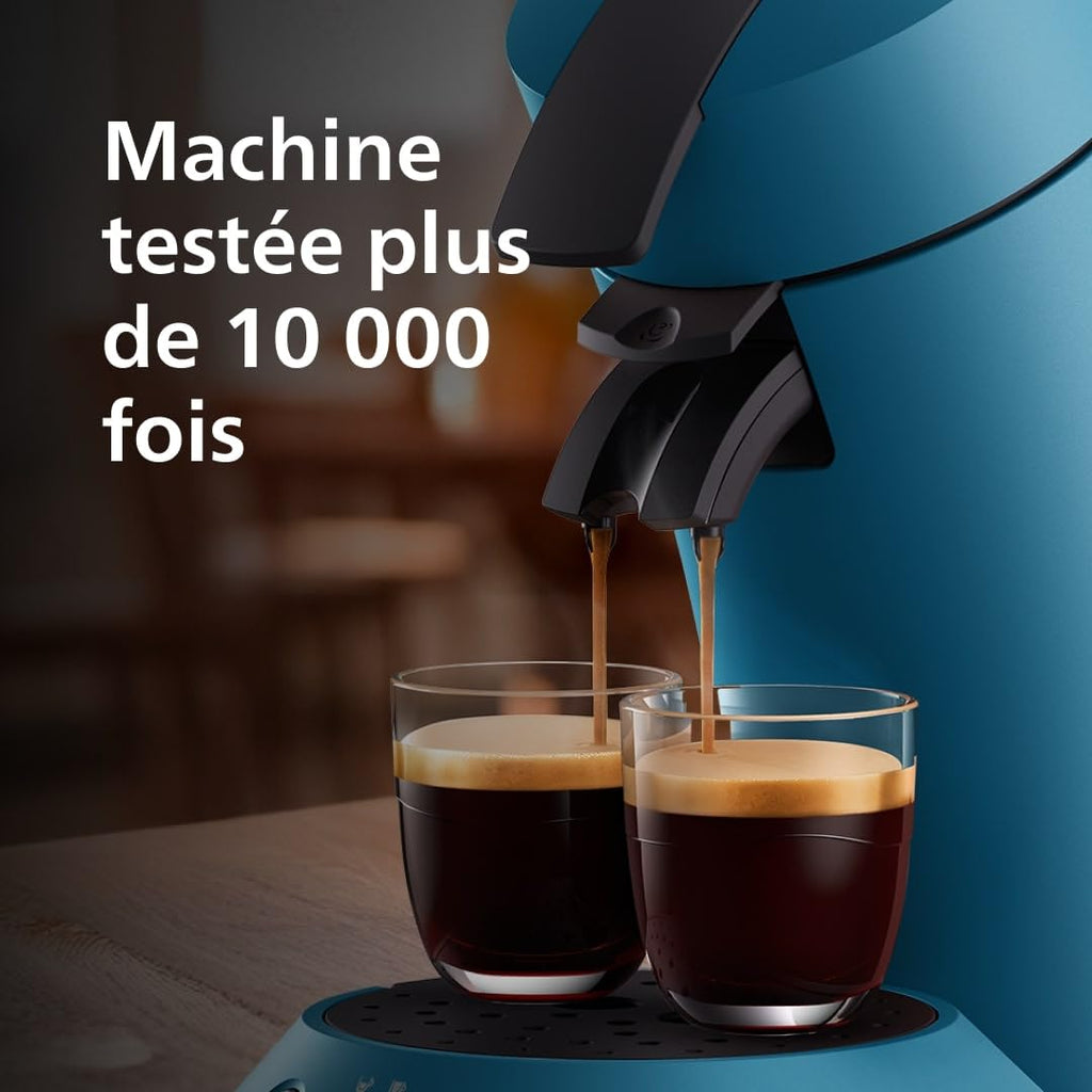 Machine à Café à Dosettes – Intensité Réglable, Coffee Boost, 2 Tasses Simultanées, Bleu Paon, CSA210/00