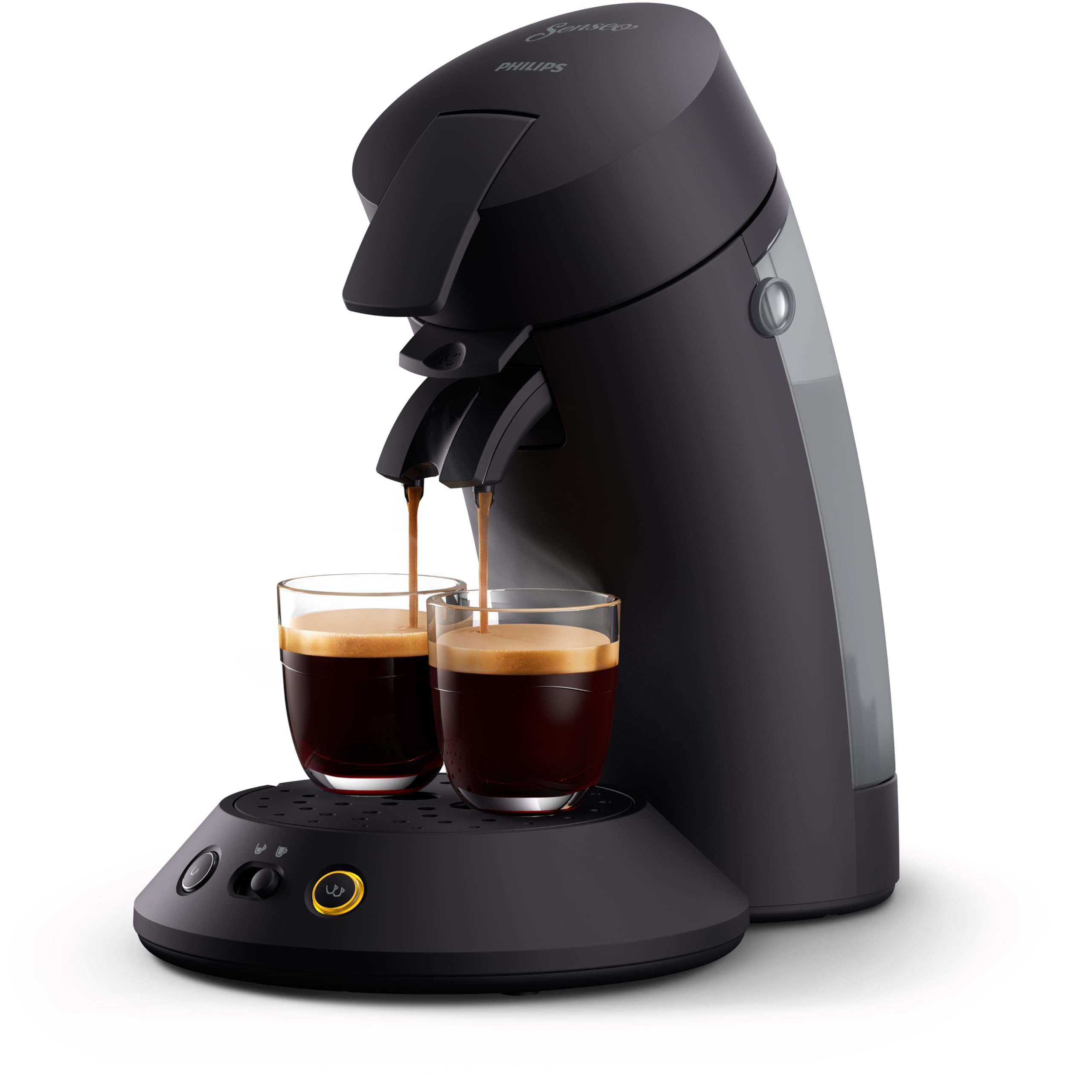 Cafetière à Dosette – Fonctions Crème Plus, Sélecteur d'Intensité, Technologie Booster d'Arômes, 1 ou 2 Tasses, Noir Intense, CSA210/61