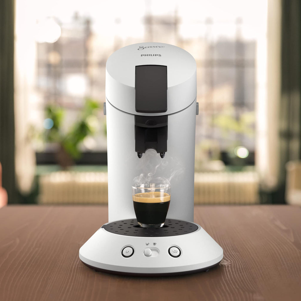 Machine à Café à Dosettes – Réglage de Puissance, Technologie Booster d'Arômes, Finition Mate, Blanc, CSA210/10