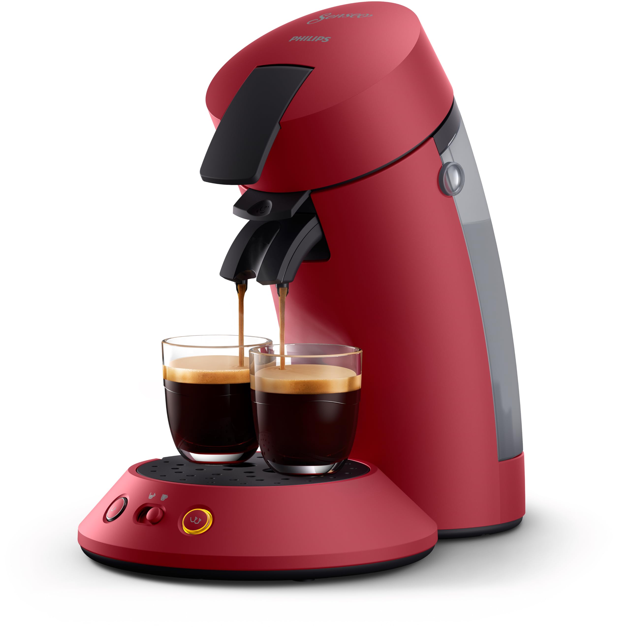 Machine à Café à Dosettes – 1 ou 2 Tasses, Booster d'Arômes, Crème Plus, Intensité Ajustable, Rouge, CSA210/91
