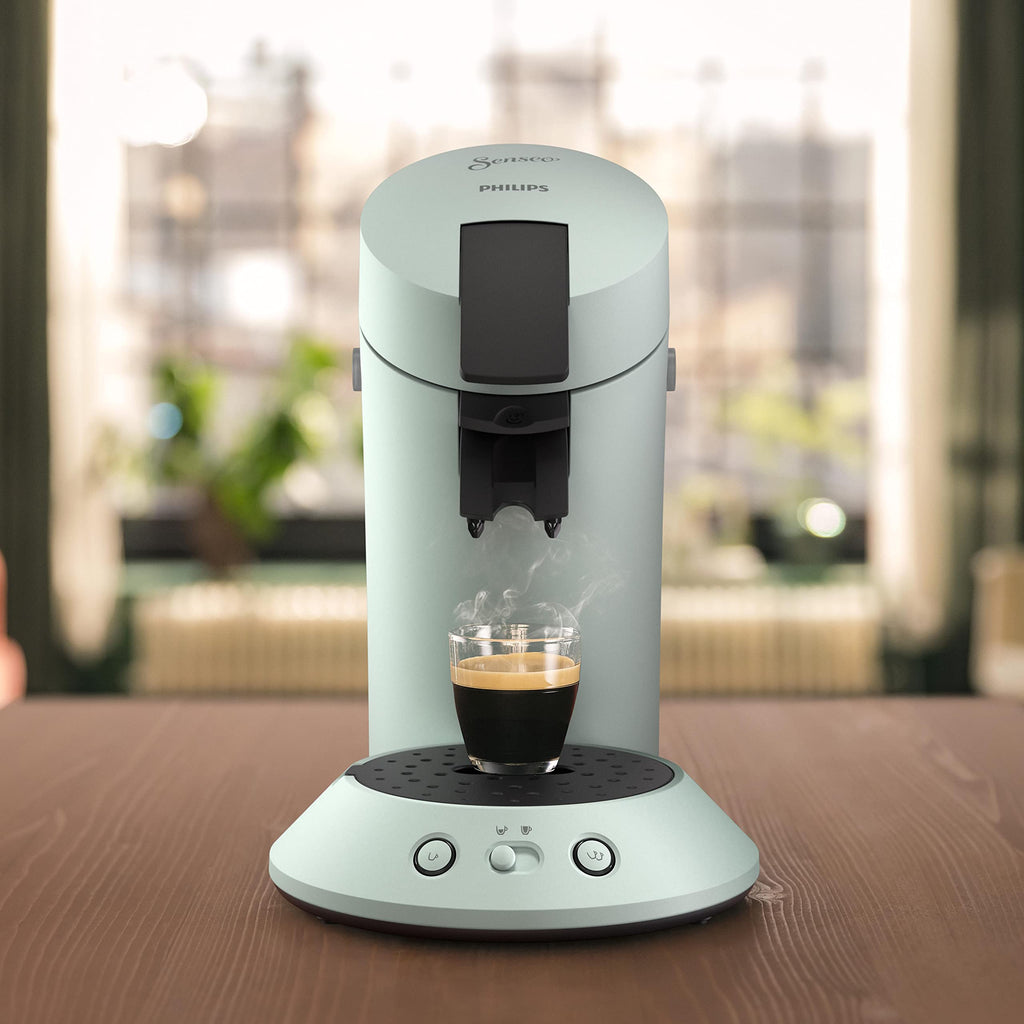 Machine à Café Dosettes – Design Contemporain, Curseur d'Intensité, Fonction Crème Plus, 1 ou 2 Tasses, Menthe Pâle, CSA210/21