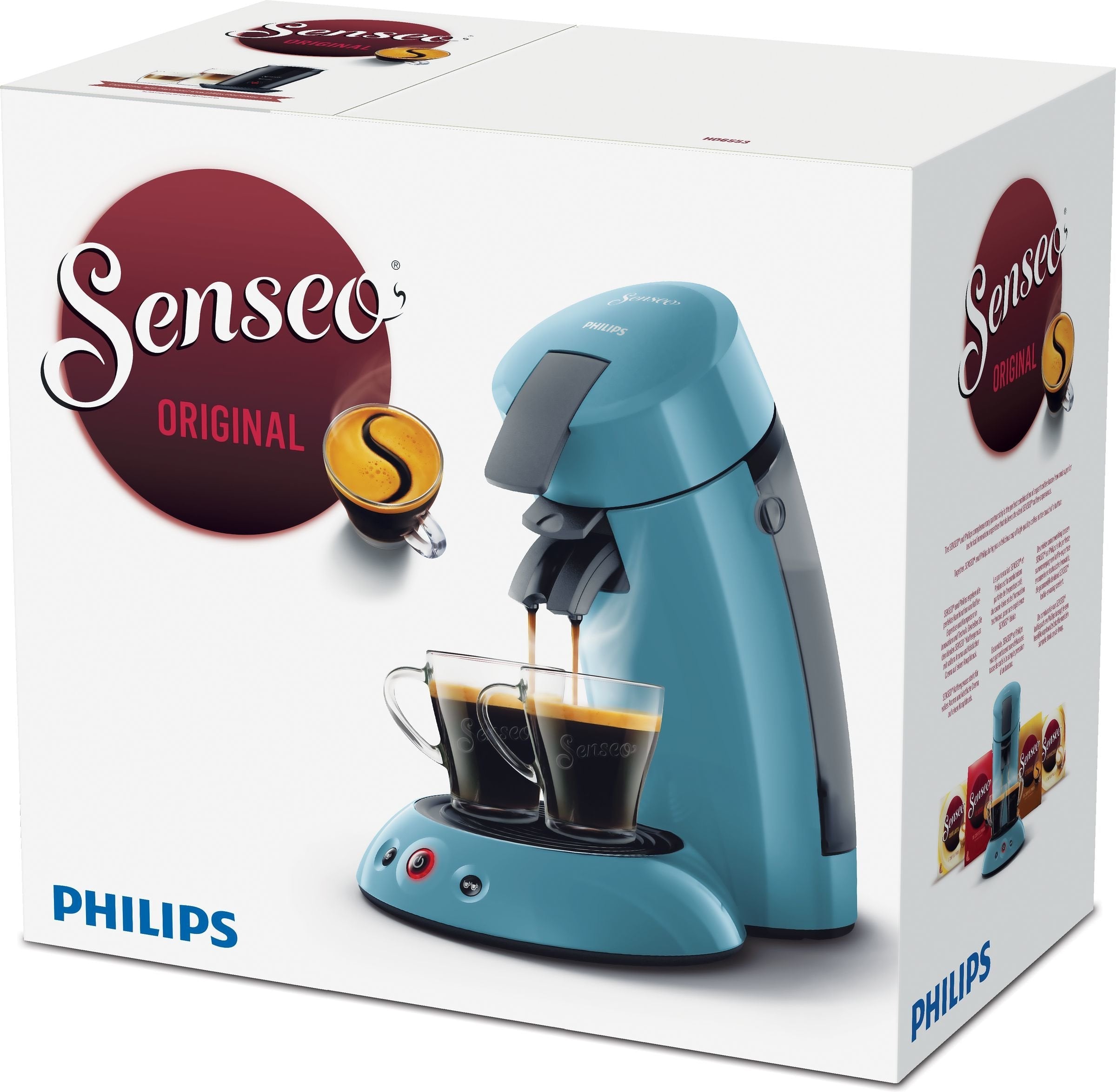 Machine à Café à Dosettes – Autonome, 0,7 L, 1450 W, Capsules, Bleu, HD6553/21