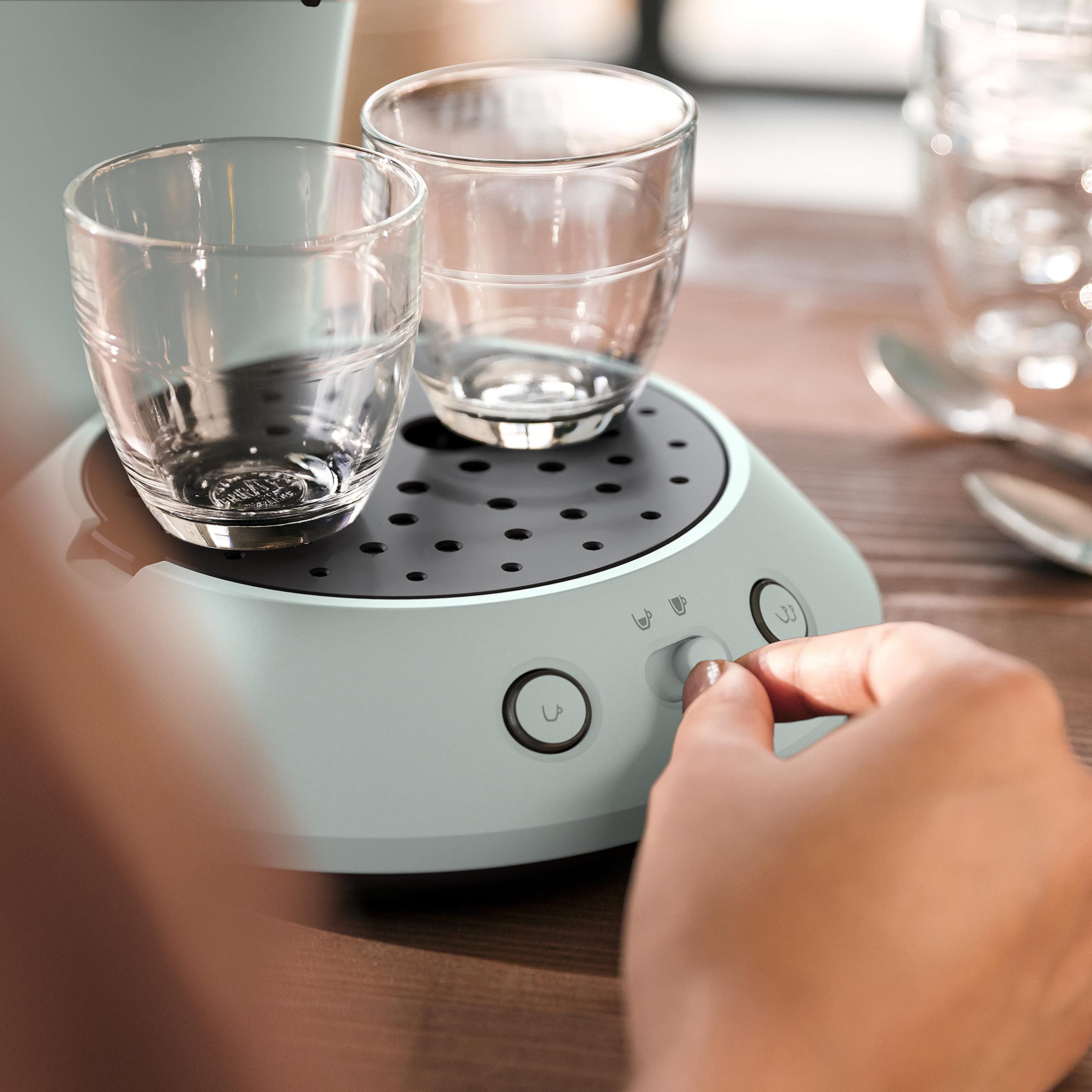 Machine à Café Dosettes – Design Contemporain, Curseur d'Intensité, Fonction Crème Plus, 1 ou 2 Tasses, Menthe Pâle, CSA210/21