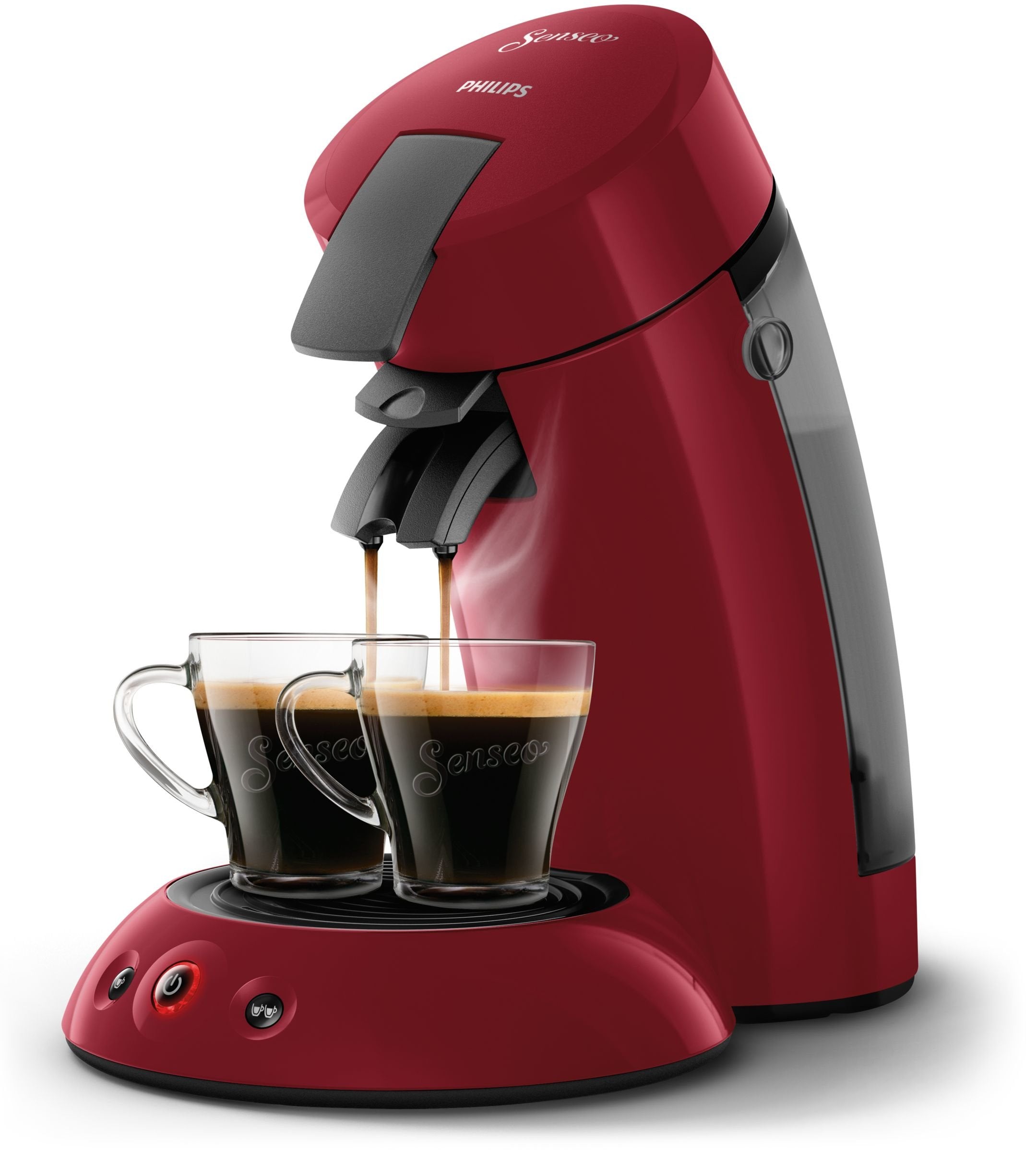 Cafetière Indépendante à Capsules – Réservoir 0,7 L, Dosettes, 1450 W, Rouge, HD6553/81