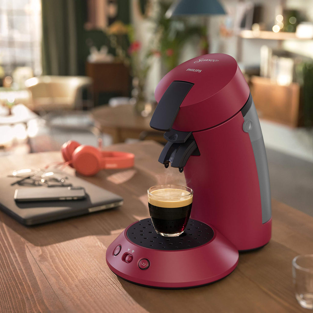 Machine à Café à Dosettes – 1 ou 2 Tasses, Booster d'Arômes, Crème Plus, Intensité Ajustable, Rouge, CSA210/91